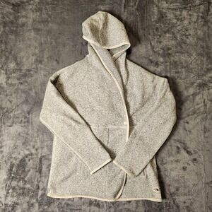 The North Face Crescent Wrap Fleece Jacket Heather Grey Hooded Snap Cardigan